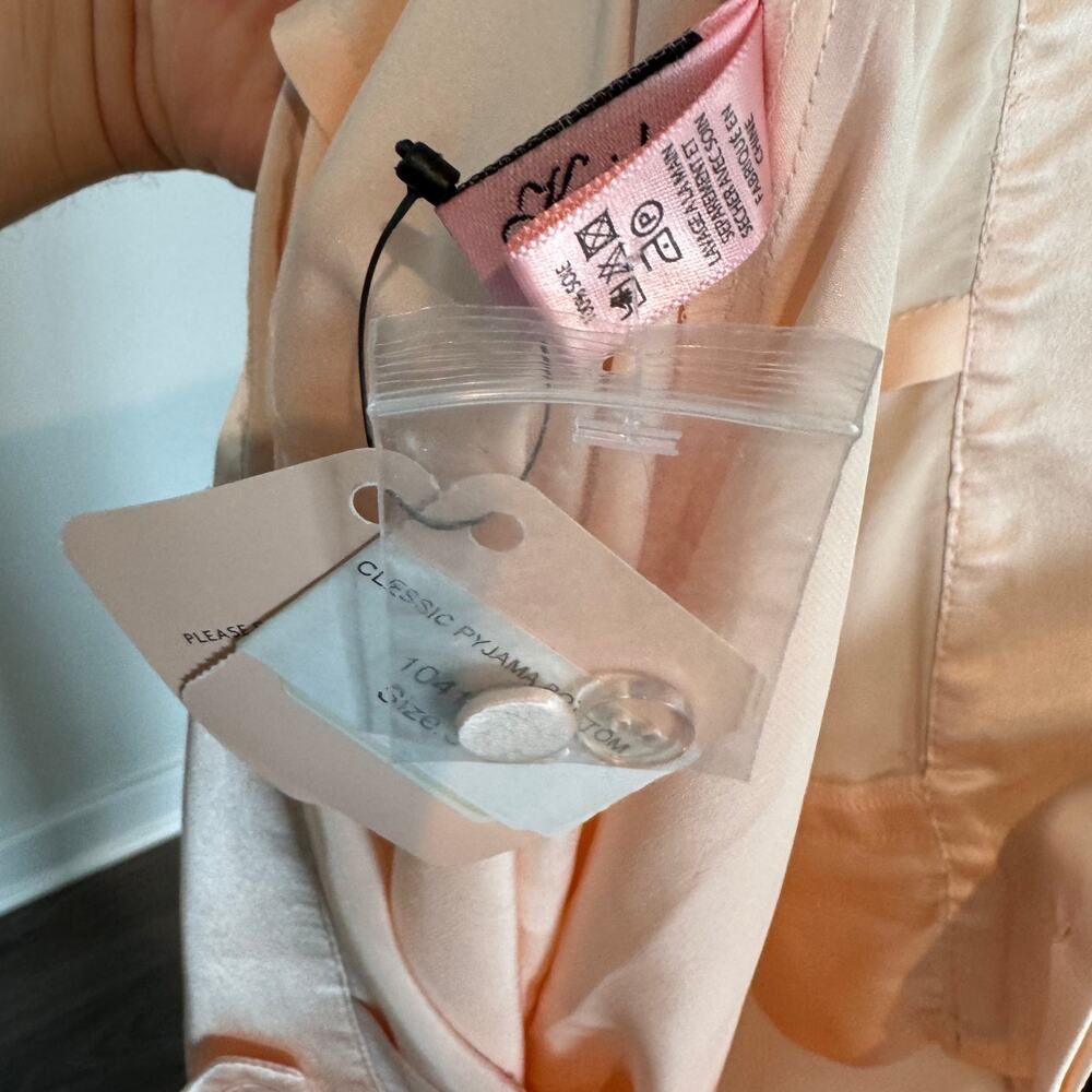 Agent Provocateur Classic Pyjama Bottom NEW Pink Silk Trim High Rise Trouser M - Picture 7 of 7